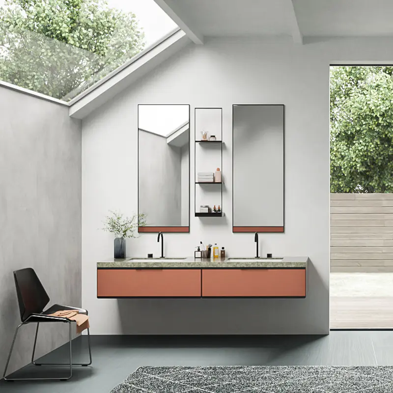 Modern minimalist Hermes orange bathroom cabinet combination — Saitna Series