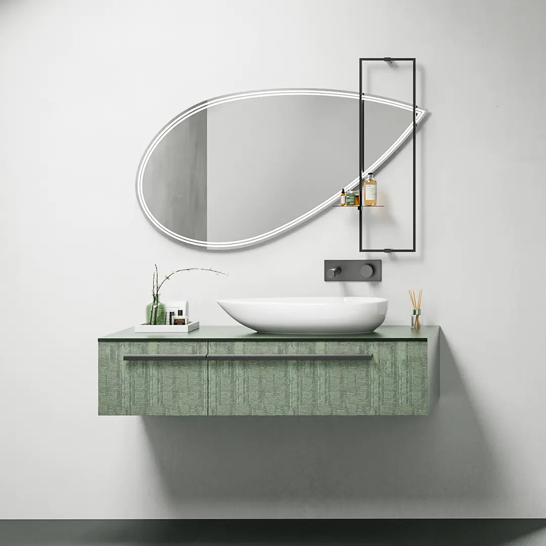 Modern minimalist Forest Green color bathroom cabinet combination — FLOW Series