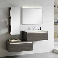 Dark And Light Paulownia Wood Wall Mounted Bathroom Cabinet - Touch Series