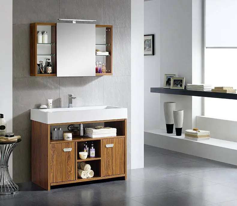 Sander Wood Floor Standing Bathroom Cabinet With 2-Door and Shelf - Harbour Series