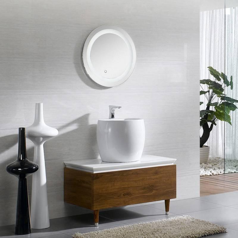 Walnut & White Free Standing Bathroom Cabinet - Deo Series