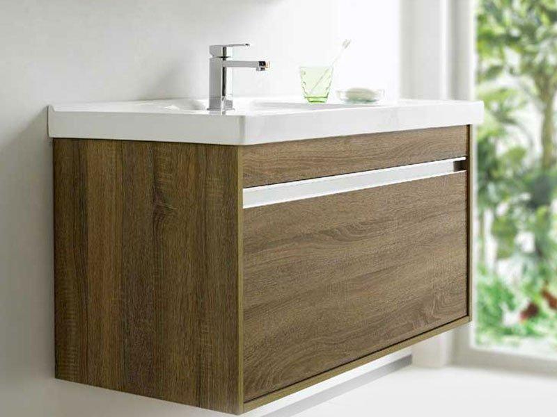 White Or Brown Oak Wall Mounted Bathroom Cabinet With One Drawer