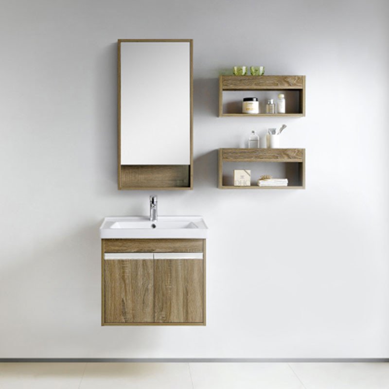 QUEENSWOOD Brown Oak Wall Mounted Bathroom Cabinet  with Two Doors - Peony-Me Series Bathroom Cabinet image16