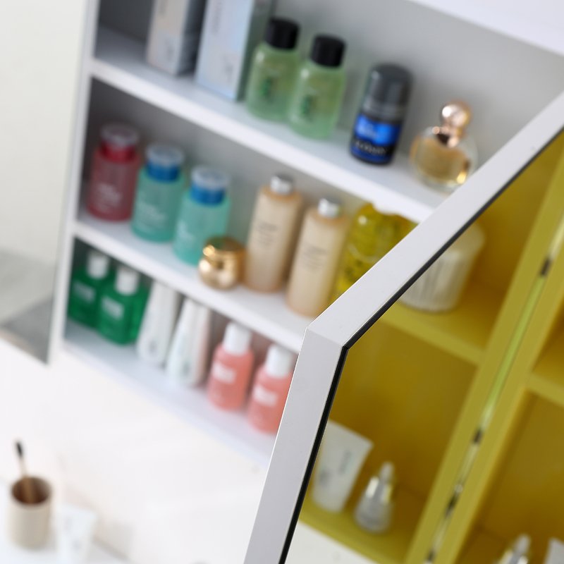 QUEENSWOOD White & High Glossy Yellow Wall Mounted Bathroom Cabinet With Drawers - Moda Series Wall Mounted Cabinet image3