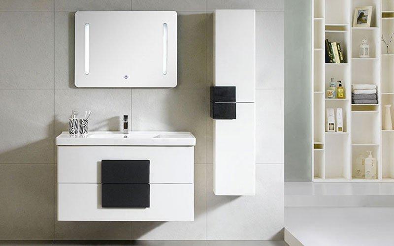 High Quality Simple Black And White Wall Mounted Bathroom Cabinet Geo