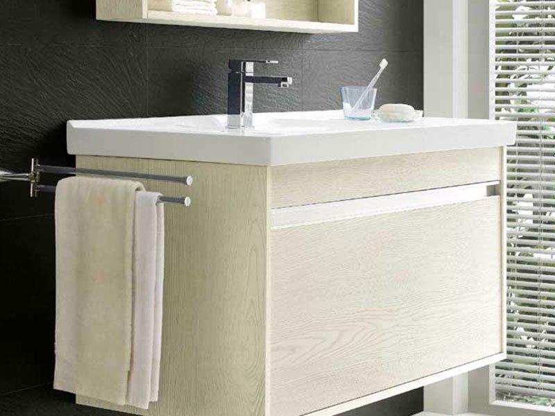 White Or Brown Oak Wall Mounted Bathroom Cabinet With One Drawer