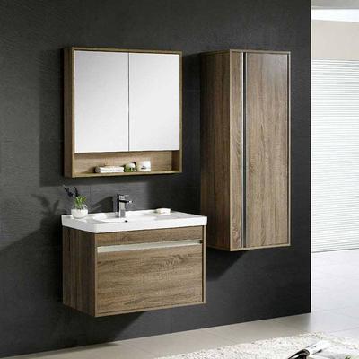 White Or Brown Oak Wall Mounted Bathroom Cabinet with One Drawer - Peony-Me Series