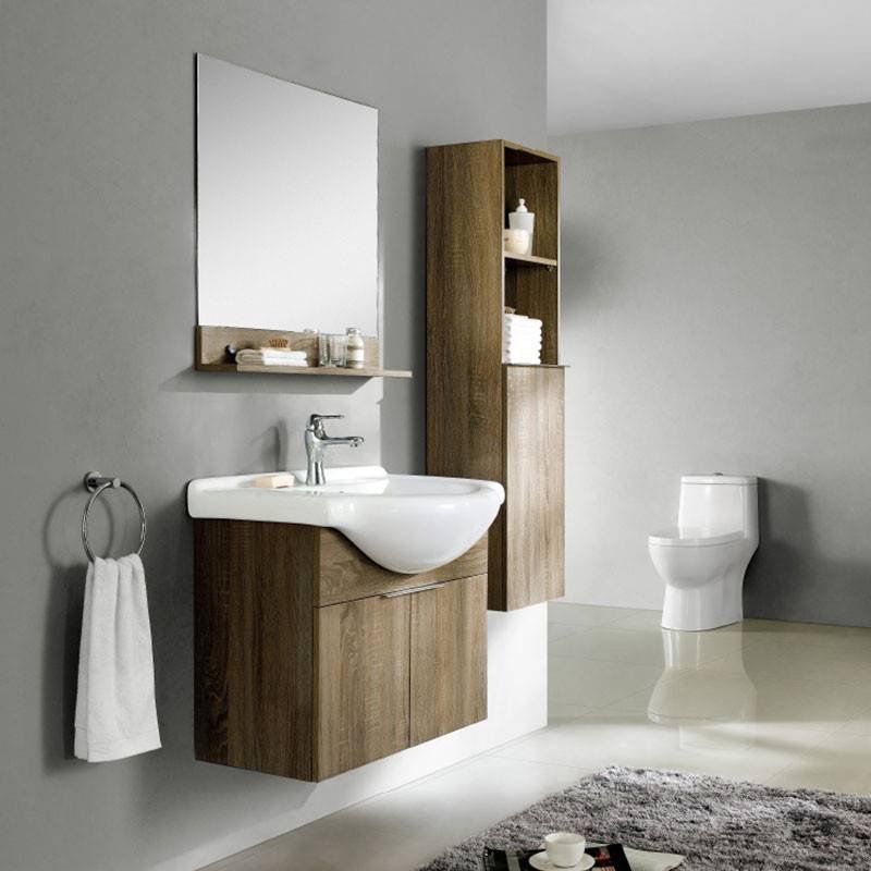 White Oak and Brown Oak Wall Mounted Bathroom Cabinet - Evergreen Series