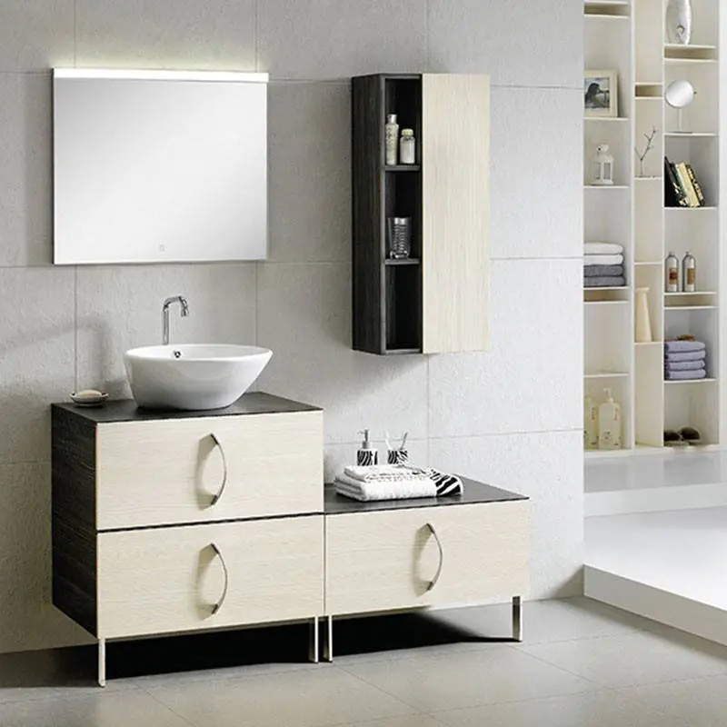 Dark and Light Cedar Wood Floor Standing Bathroom Cabinet - Touch Series