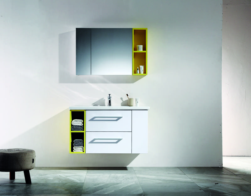 Manufacturer Of White High Glossy Yellow Wall Mounted Bathroom