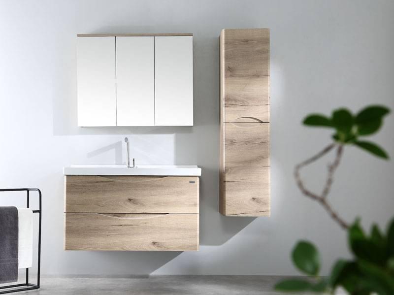 Brown Elm Wall Mounted Bathroom Cabinet With Drawers Luna Series Brown Elm Wall Mounted Bathroom Cabinet